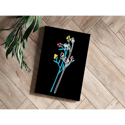 Stunning floral aluminum print in bold black and blue