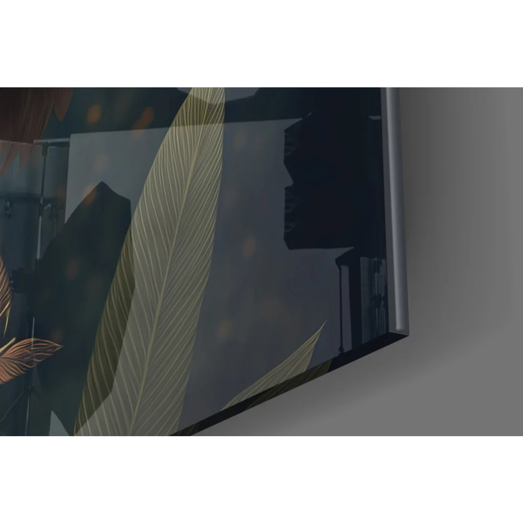 Samsung QLED TV wall art with gold leaf floral butterflies