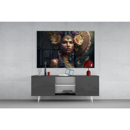 Vibrant butterfly glass wall art on sleek 4K QLED TV
