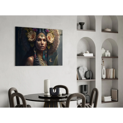 Vibrant floral crown wall art canvas with butterfly design