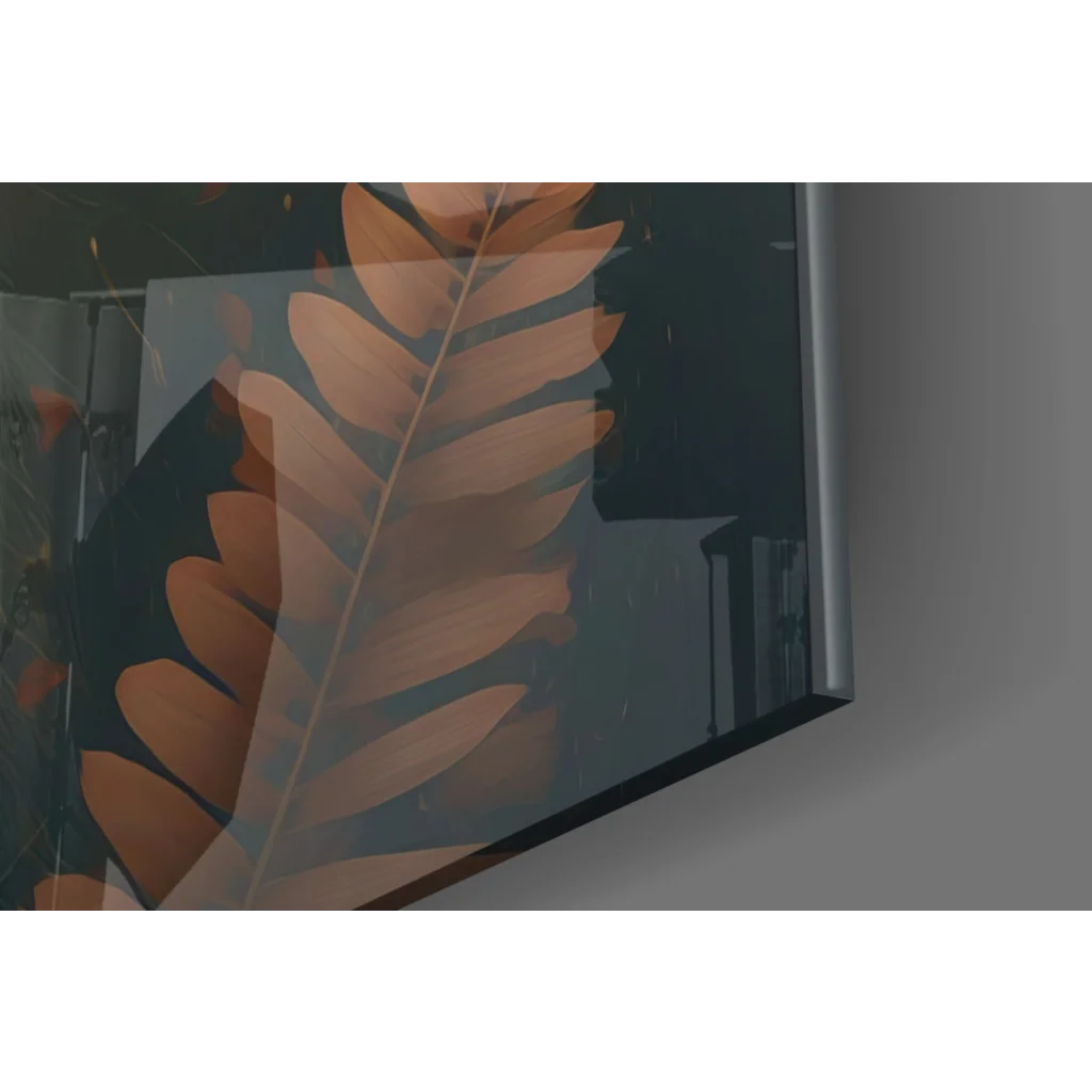 Stunning floral feather woman gold leaf wall art on black background