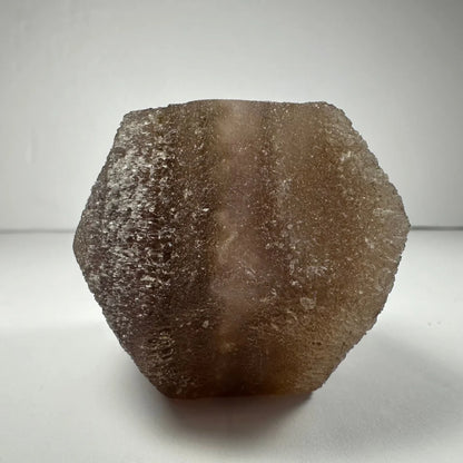 Stunning translucent brown fluorite dodecahedron crystal from China