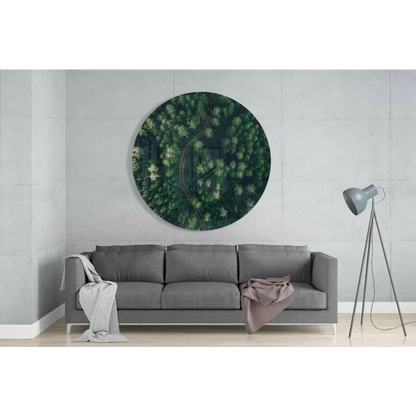 Stunning forest path tempered glass art with size comparison