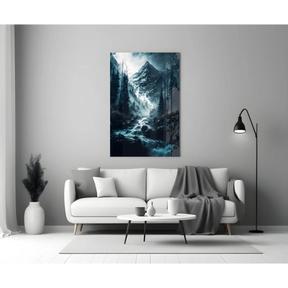 Stunning 24x36 inch forest waterfall glass wall art canvas print