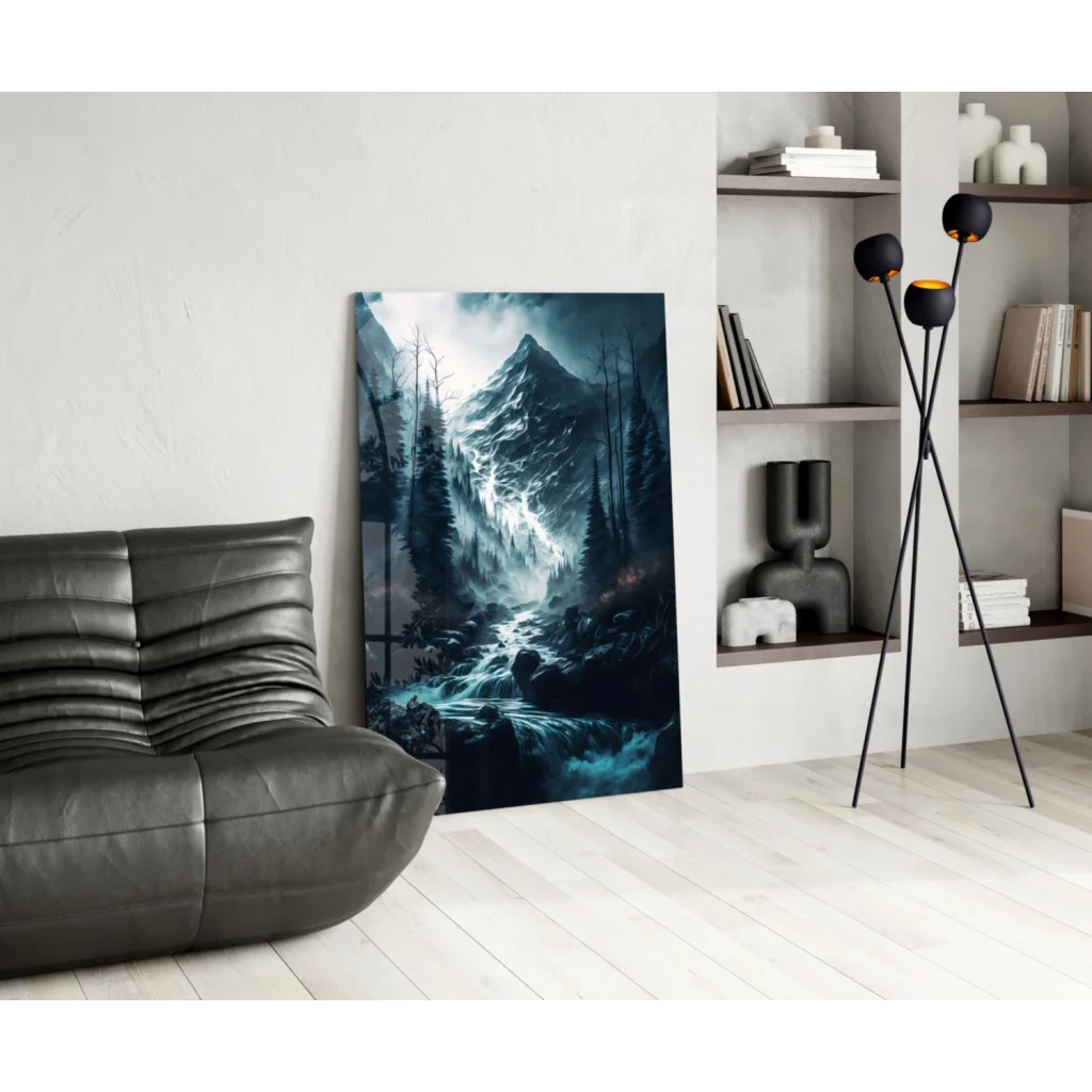 Stunning Forest Waterfall glass wall art canvas print 24x36