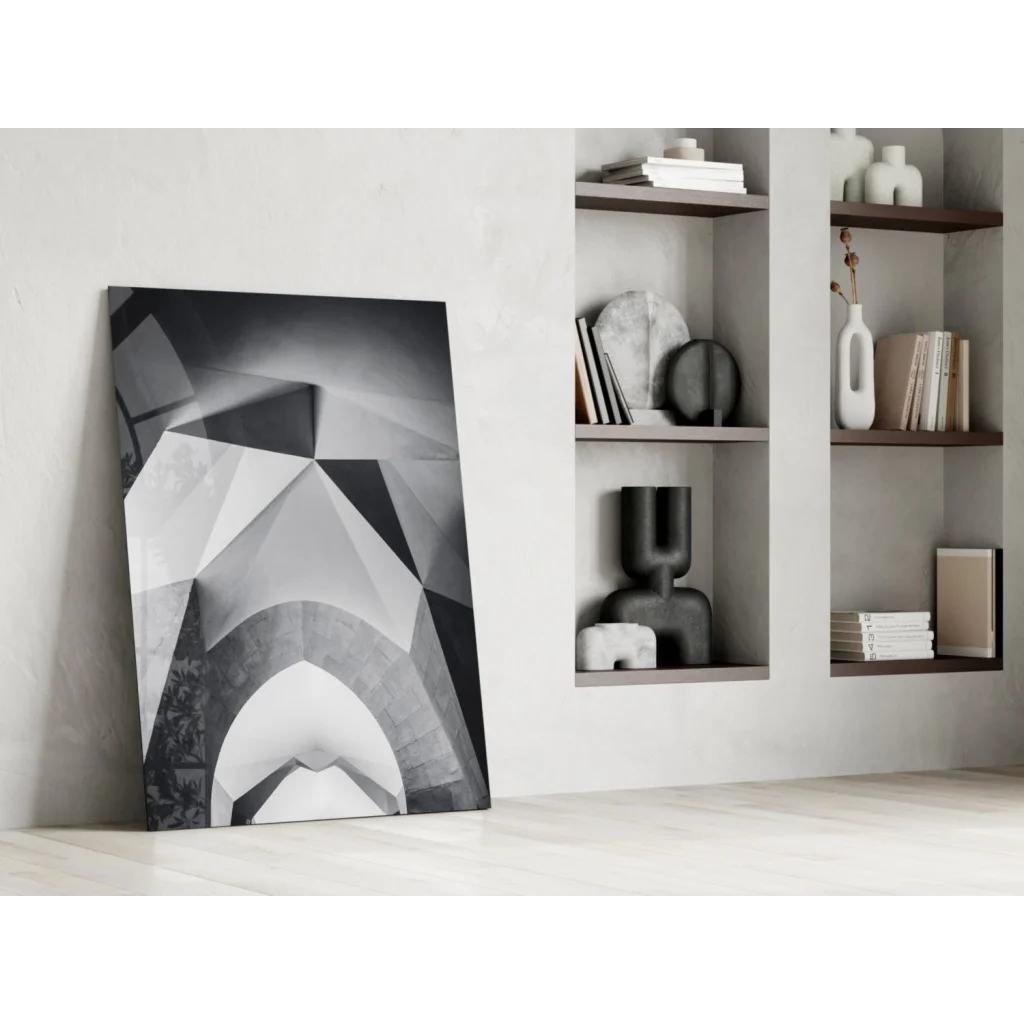 Black and white geometric abstract canvas wall art print