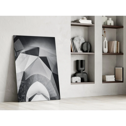 Black and white geometric abstract canvas wall art print