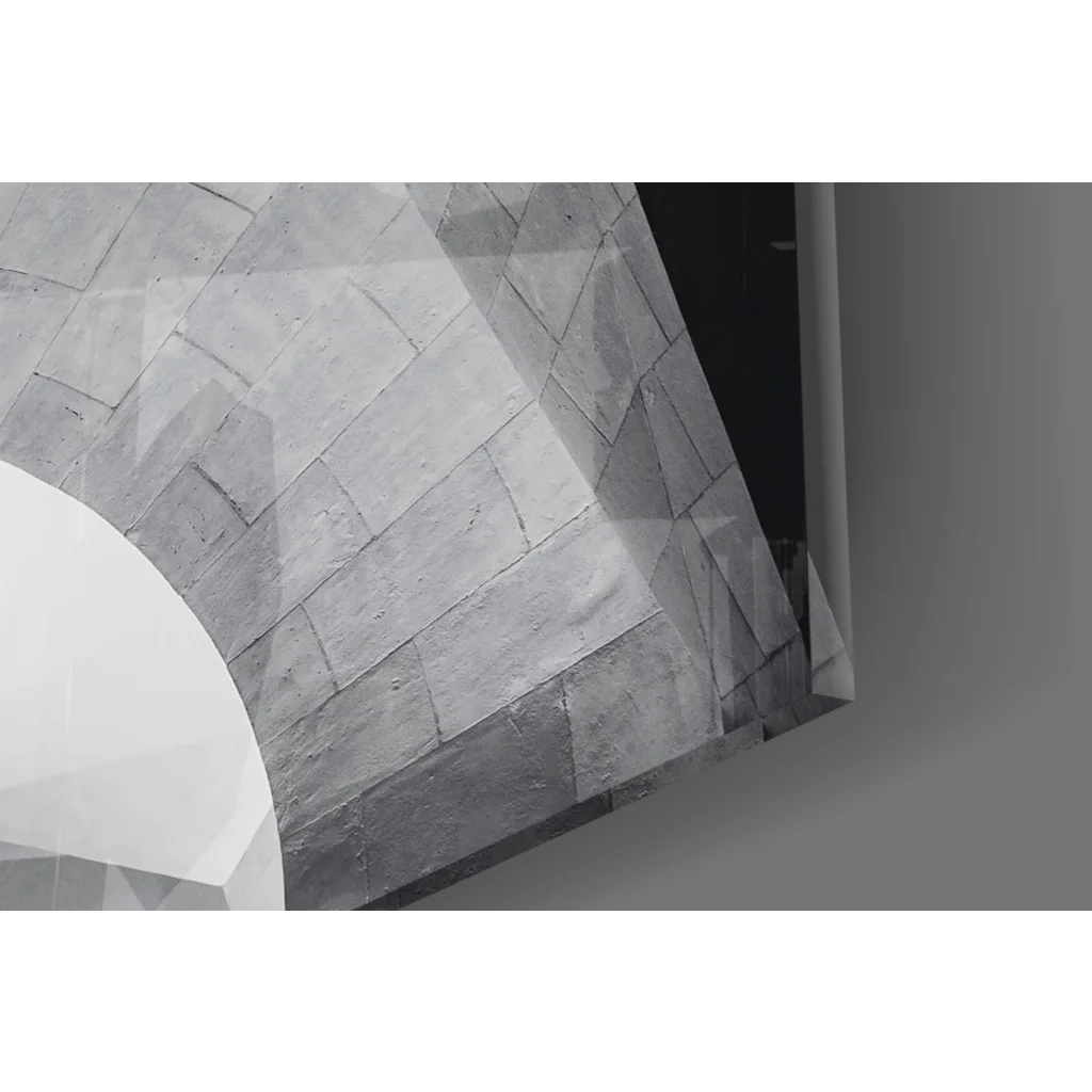 White geometric concrete wall art panel with diagonal lines