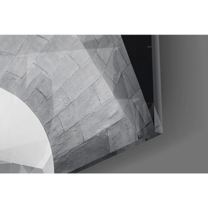 White geometric concrete wall art panel with diagonal lines