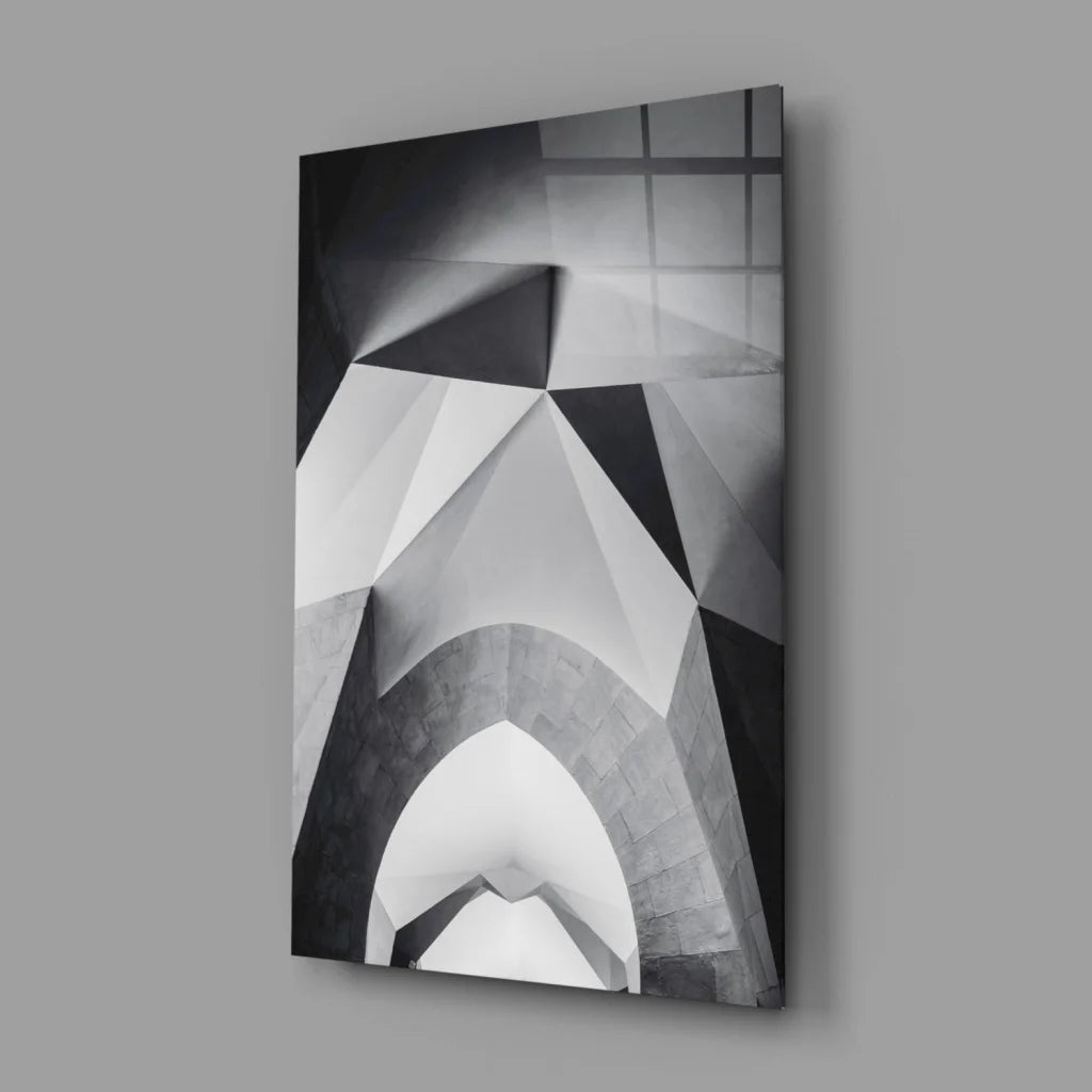 Stunning black and white geometric abstract canvas wall art print