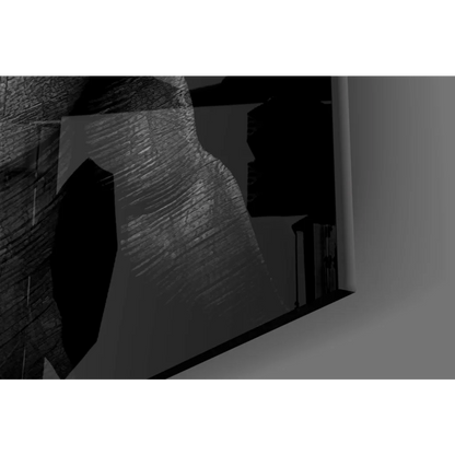 Stunning black and white geometric deer glass wall art with cracked texture