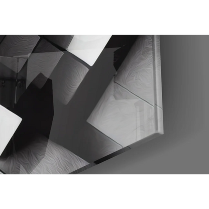 Stunning black geometric glass wall art with metallic shine