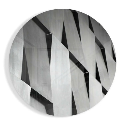 Black and white striped marble glass art coaster with geometric design