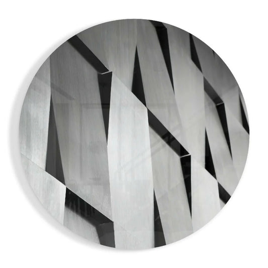 Black and white striped marble glass art coaster with geometric design