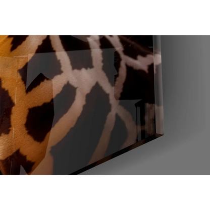 Stunning black and white giraffe glass wall art in sleek frame