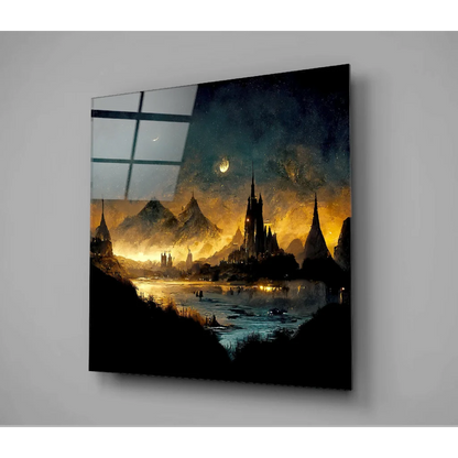Fantasy castle wall art print on stunning glass wall canvas