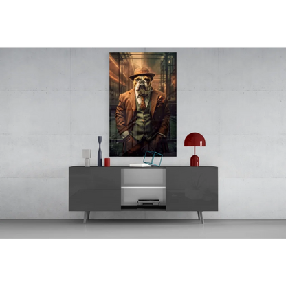 Modern gray sideboard with sleek legs in stunning glass wall art design