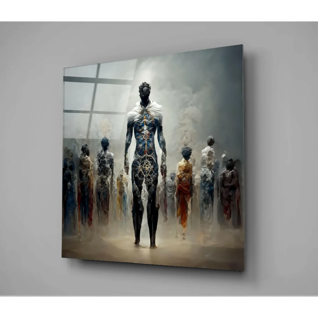 Stunning black silver glass wall art mannequin mirror with floral design