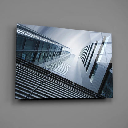 Modern glass skyscraper glass wall art print for stunning spaces