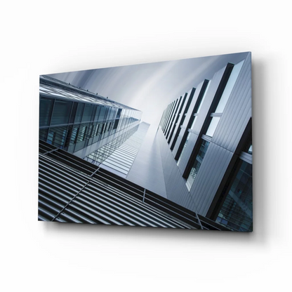 Modern glass skyscraper glass wall art print transforming your space