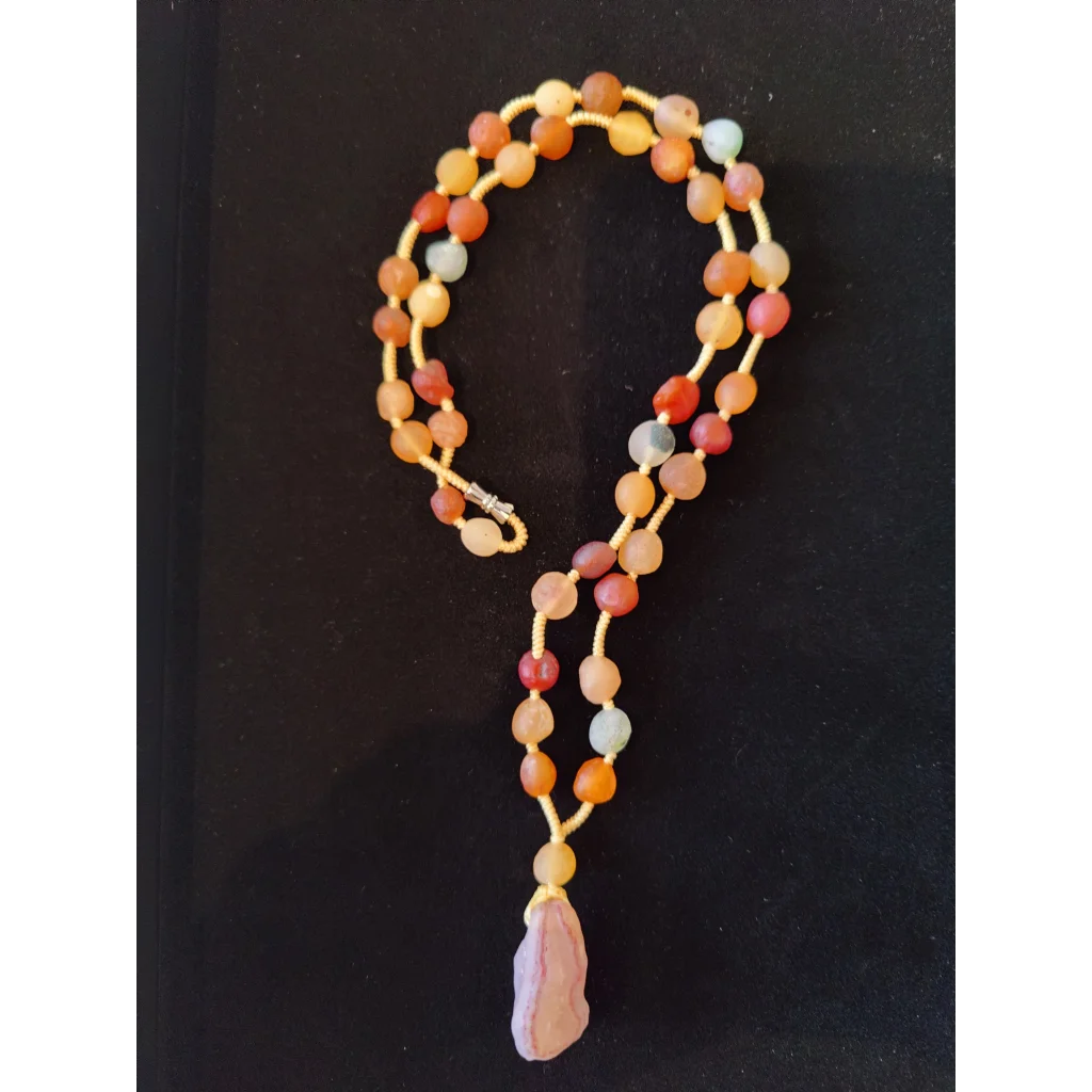 Stunning Gobi Desert agate bead necklace in warm earthy tones