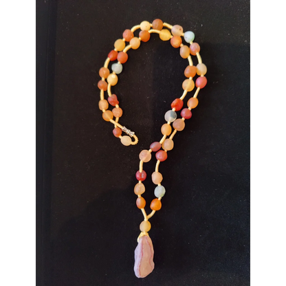 Stunning Gobi Desert agate bead necklace in warm earthy tones