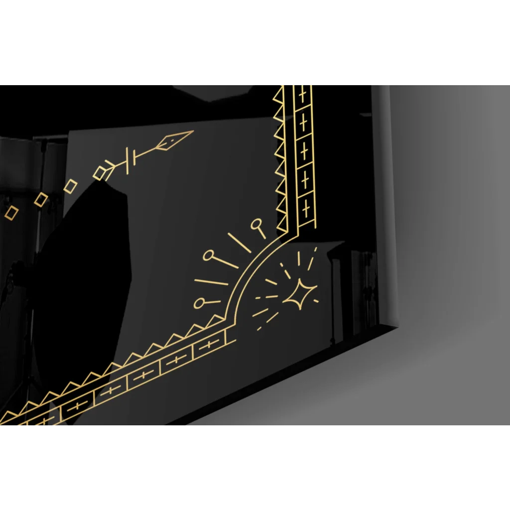 Stunning gold Aries ram head glass wall art with geometric pattern