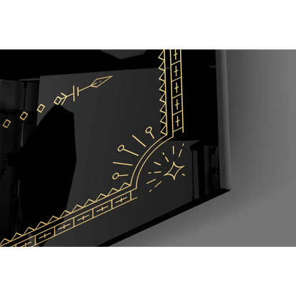 Stunning gold Aries ram head glass wall art with geometric pattern