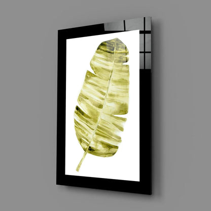Stunning gold banana leaf glass wall art in black frame