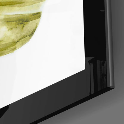 Black glossy frame with stunning gold banana leaf glass wall art