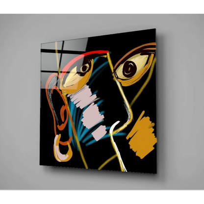 Stunning black and gold glass wall art with bold geometric shapes