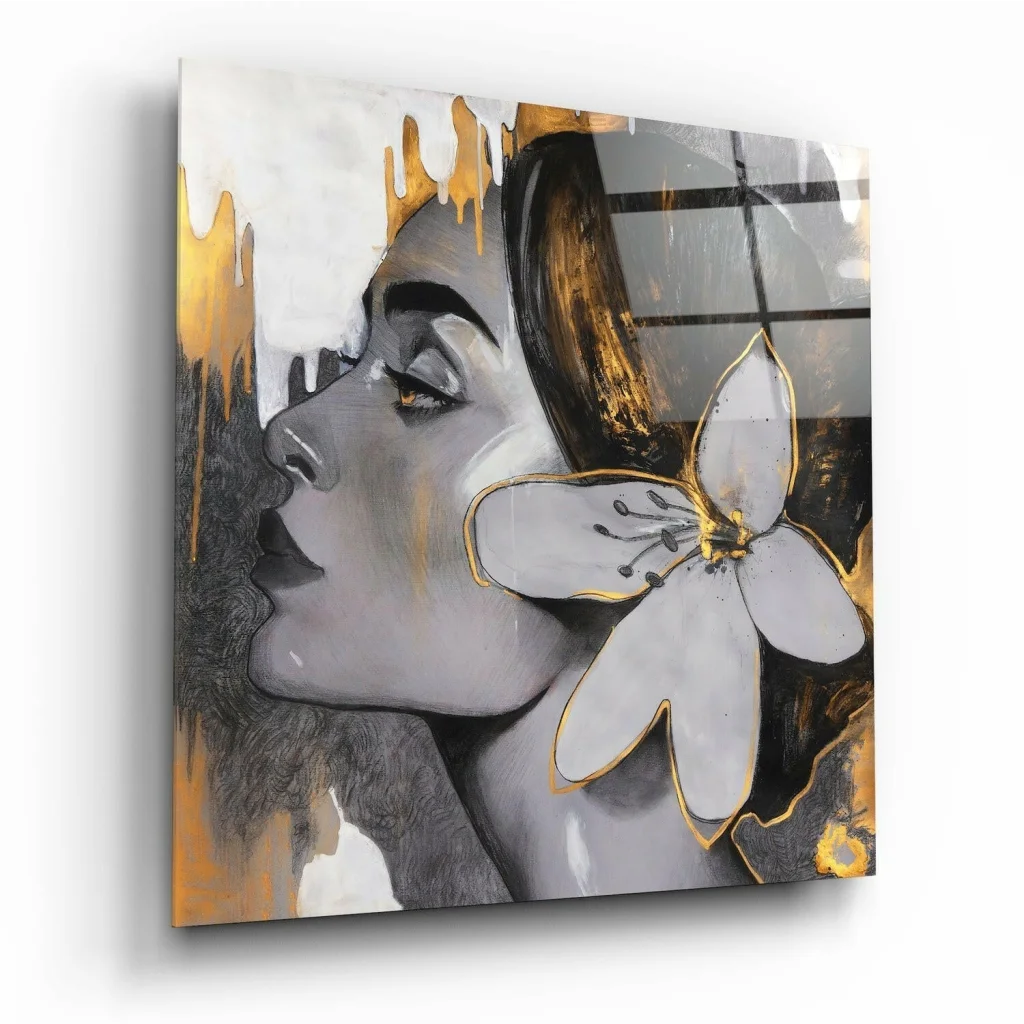 Stunning gold butterfly glass wall art with glossy finish