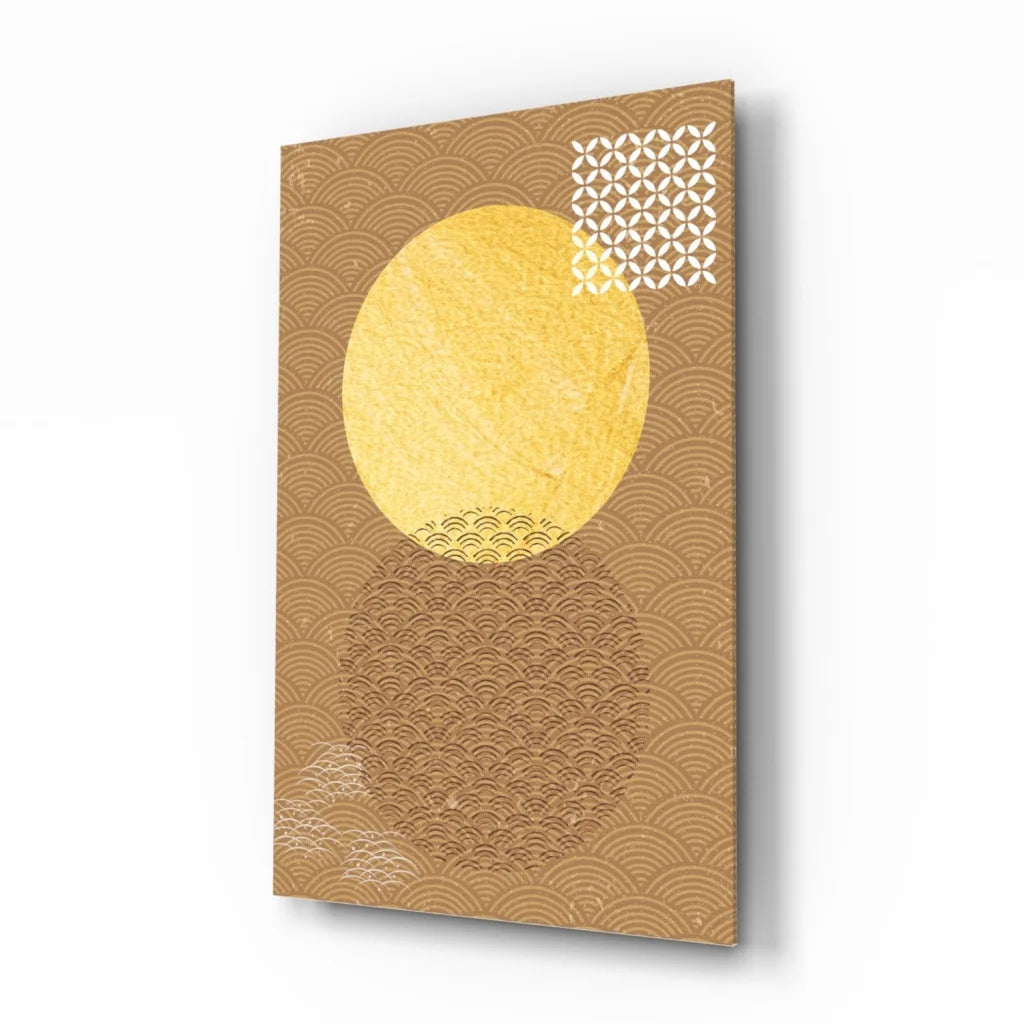 Gold foil notebook with wave geometric design on textured cover wall art