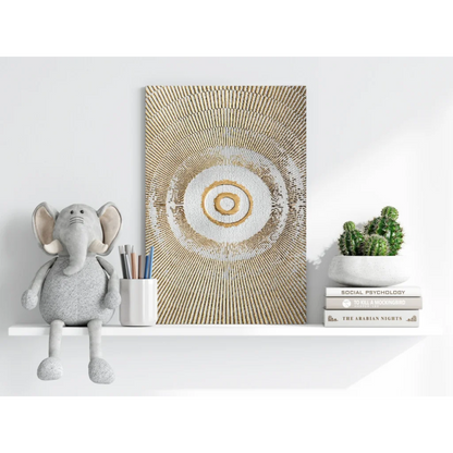 Stunning gold circle textured aluminum wall art print