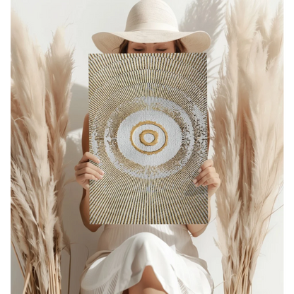 Stunning gold circle textured aluminum wall art print