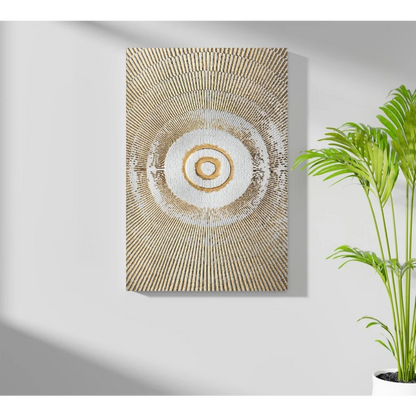 Stunning gold circle textured aluminum wall art print