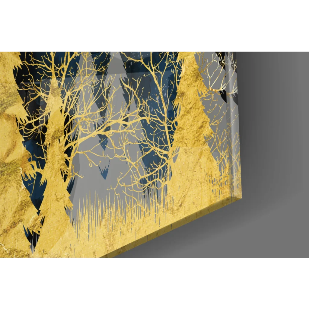 Stunning gold foil forest moon glass wall art on canvas