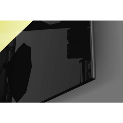 Stunning gold geometric glass wall art with black metallic finish and silver stand