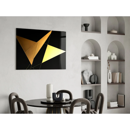 Stunning black and gold geometric glass wall art on canvas