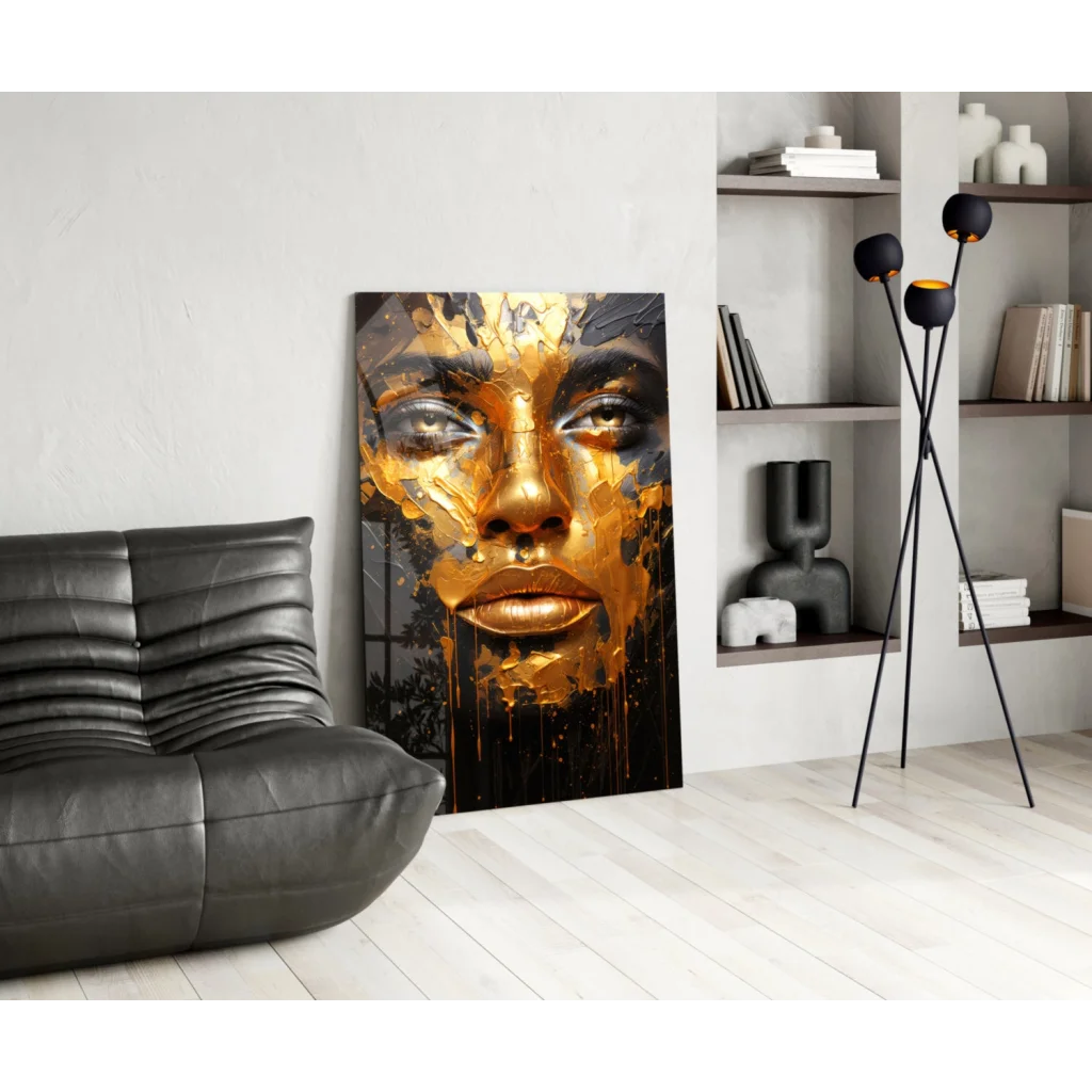 Stunning gold leaf face canvas wall art for modern homes