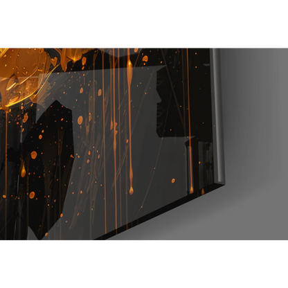 Gold honeycomb glass vase with black base as stunning wall art