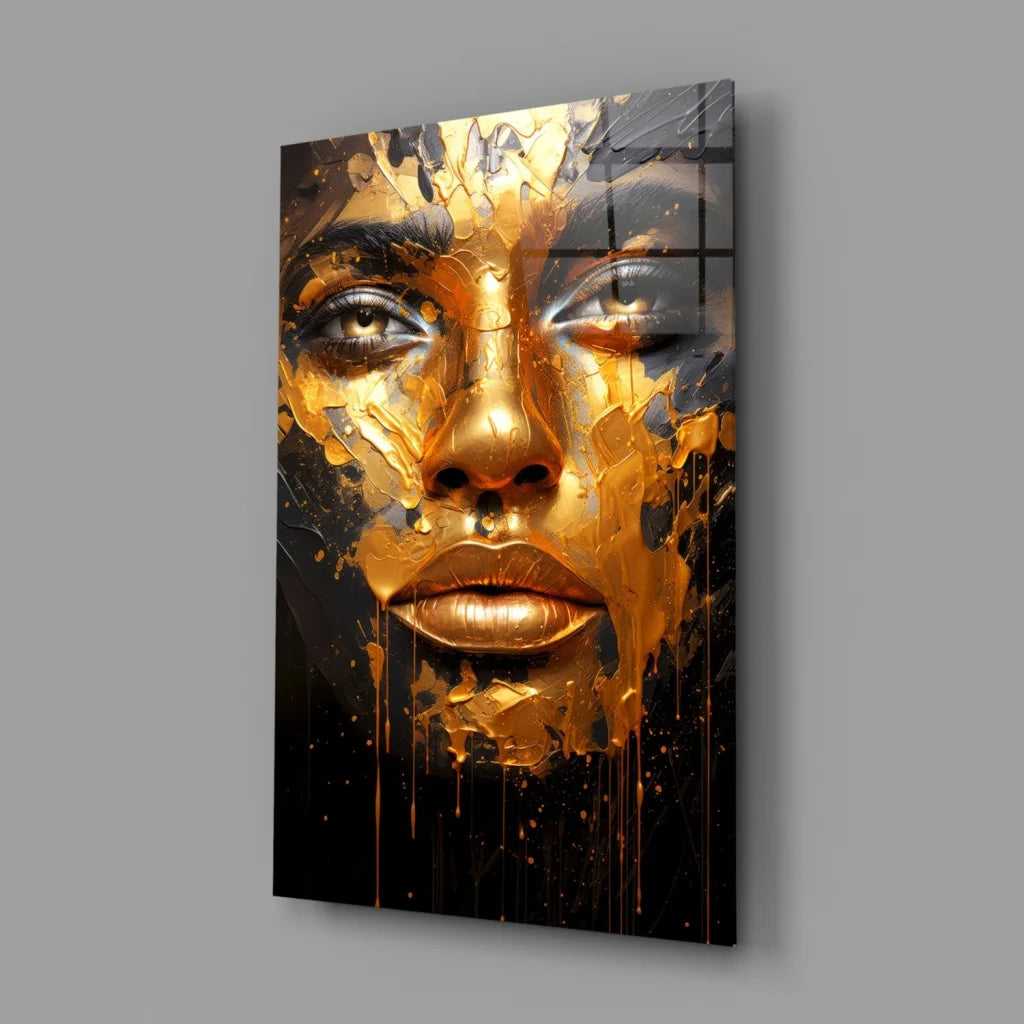Stunning gold leaf face canvas wall art for modern homes