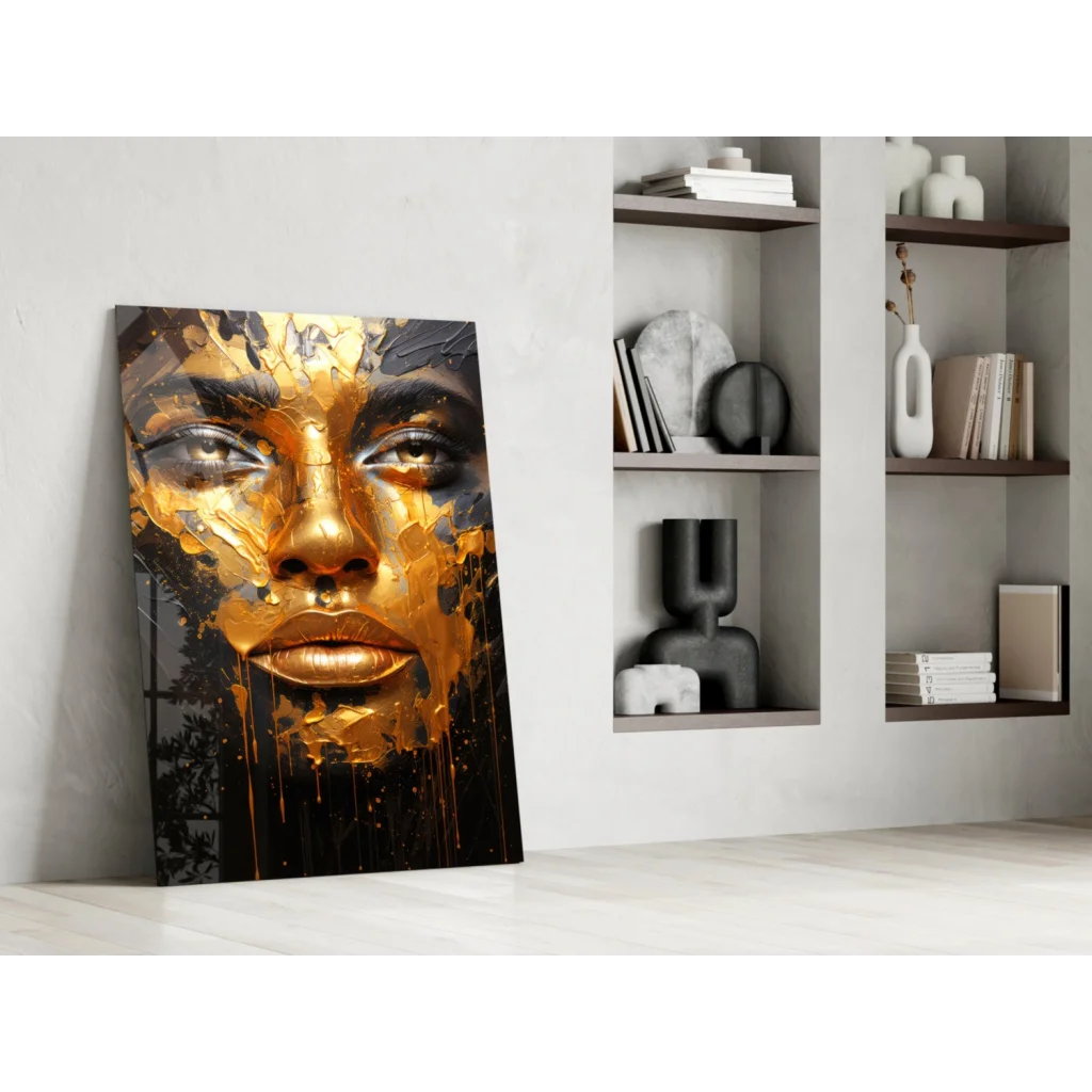 Stunning gold leaf face canvas wall art for modern homes