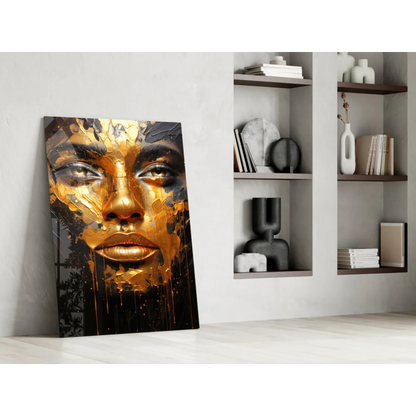 Stunning gold leaf face canvas wall art for modern homes