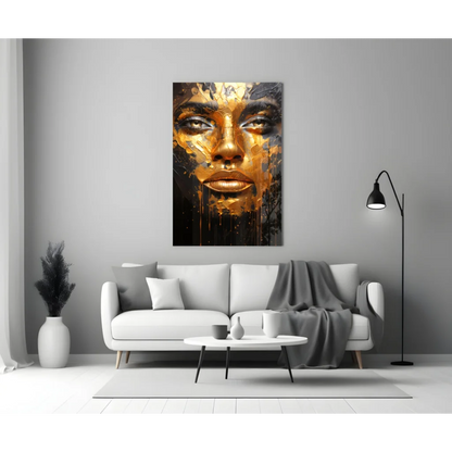 Stunning gold leaf abstract face canvas wall art for modern homes