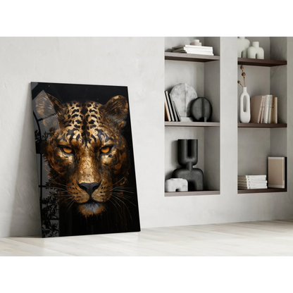 Stunning gold leopard glass wall art canvas print