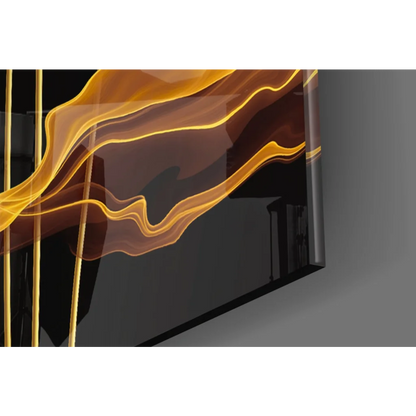 Stunning gold lotus flower abstract wall art on black canvas