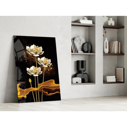 Stunning gold lotus flower canvas wall art print