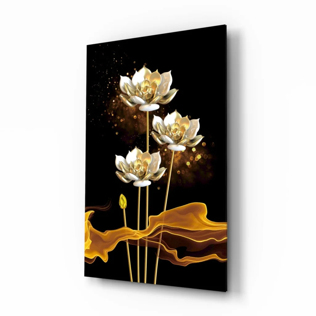 Stunning gold lotus flower canvas wall art print