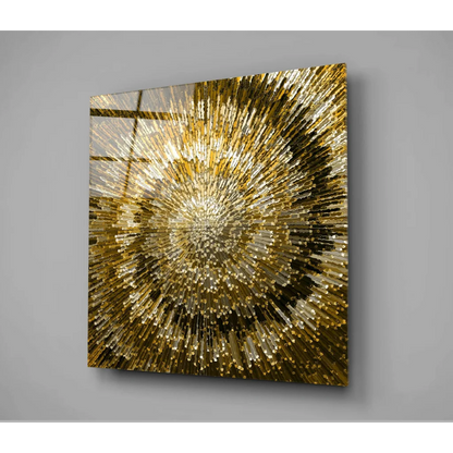 Stunning gold starburst glass wall art with metallic sparkle